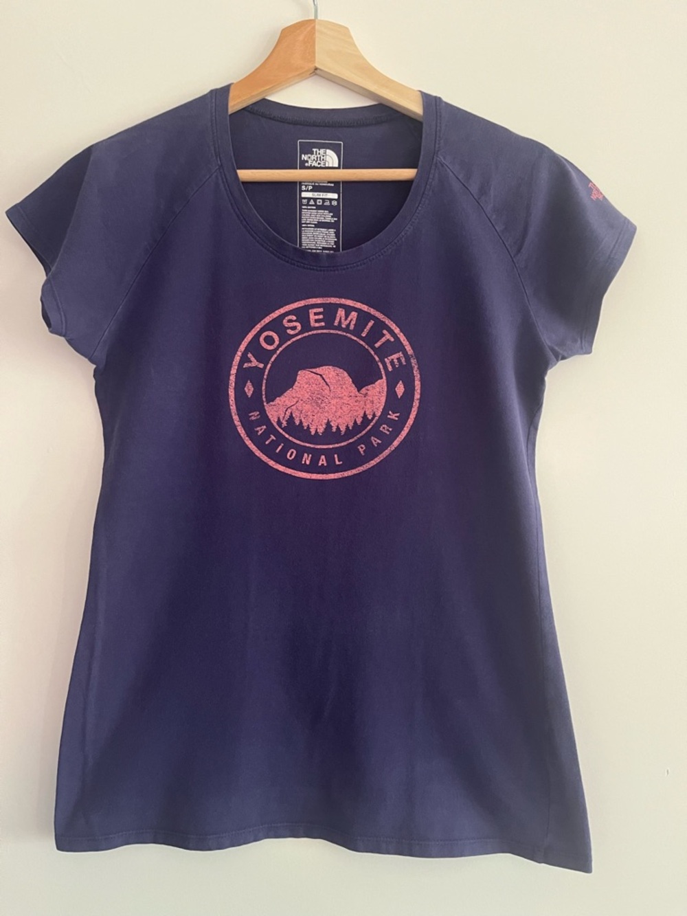 The North Face Navy Crewneck Tee with White Logo Print